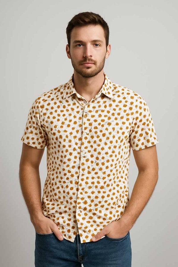 elo Gravity Men's Slim Fit Casual Shirt Off White