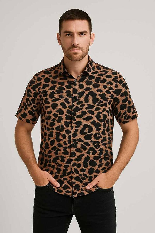 Elo Gravity Men's Tiger Casual Shirt Brown