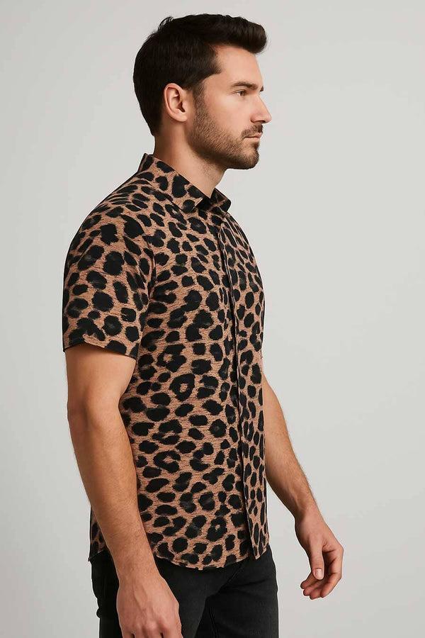 Elo Gravity Men's Tiger Casual Shirt Brown