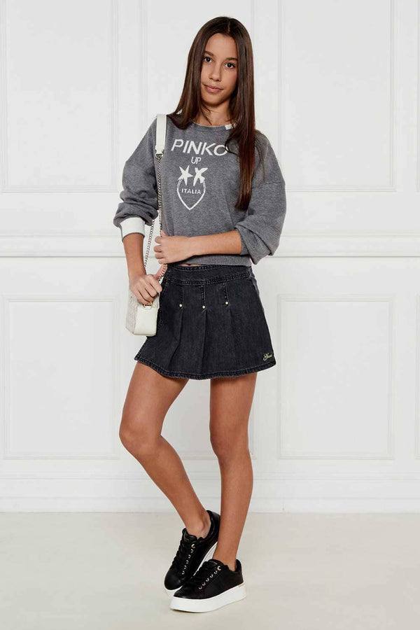 Elo GS Girl's Denim Pleated Skort Washed Black