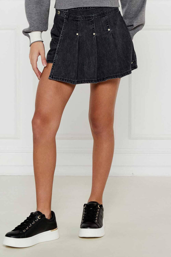 elo GS Girl's Denim Pleated Skort Washed Black