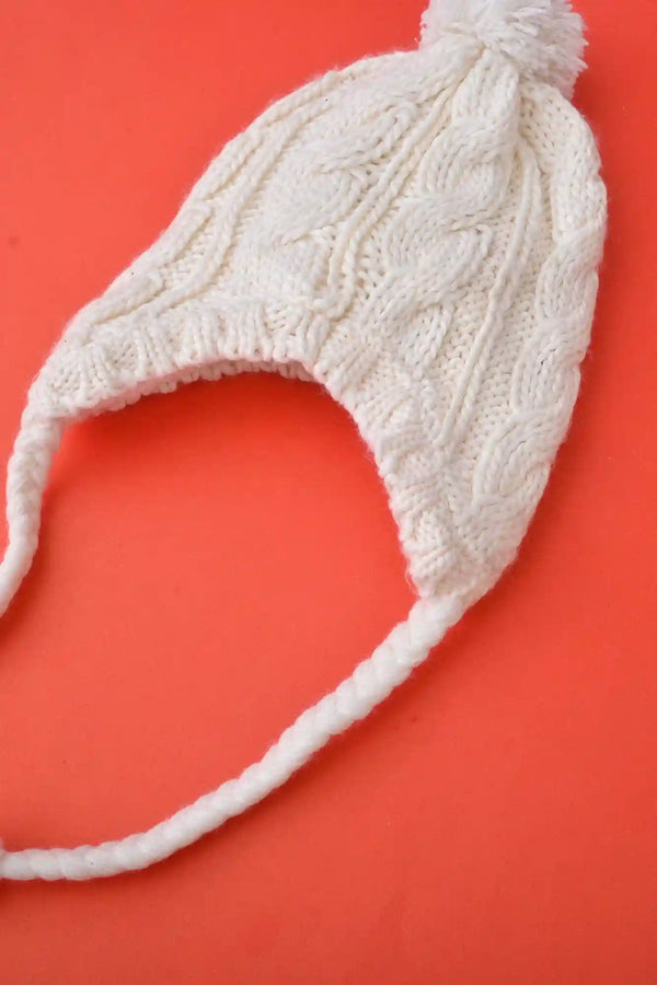 Elo HM Baby String Tie Winter Cap Off White