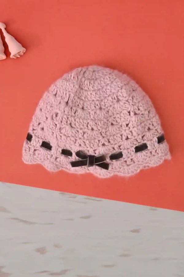 elo HM Baby Stripes Style Winter Cap Powder Pink
