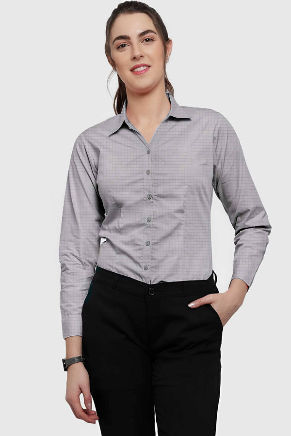 elo HM Women’s Check Style Casual Shirt Mud