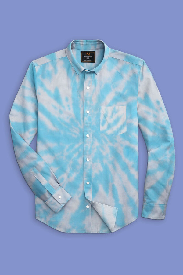 Elo HUDHUD Men's Tie & Dye Style Casual Shirt Beige