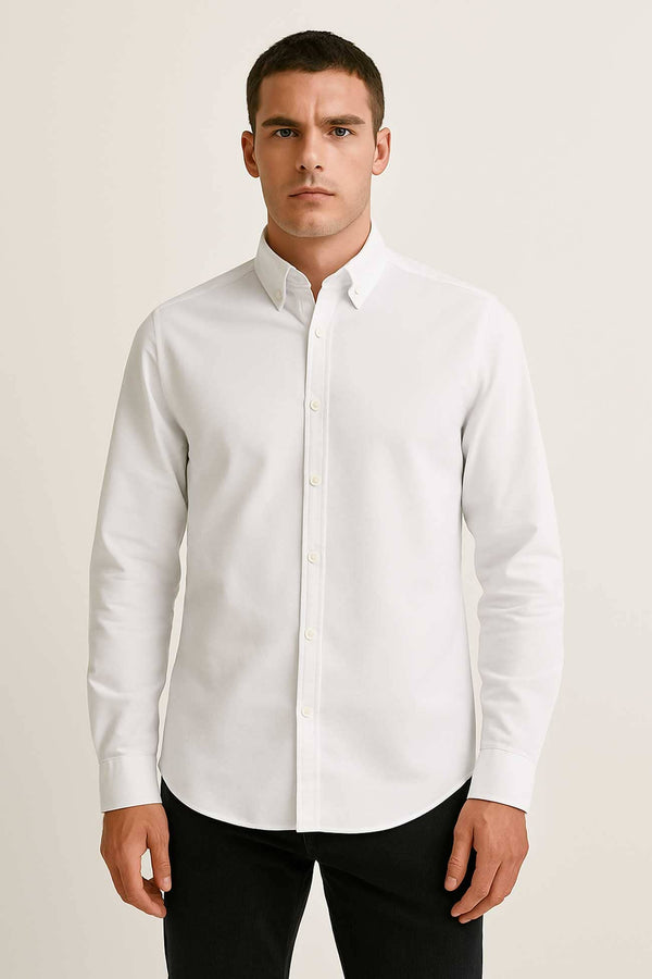 elo Jay Cee Men's Button Down Oxford Shirt White