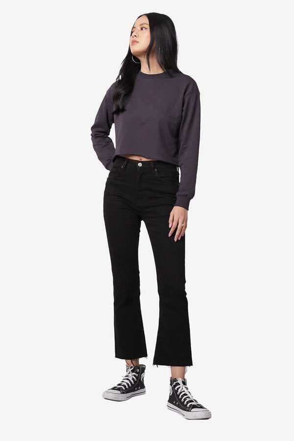 Elo JC Women's Crop Top Fleece Sweat Shirt Plum