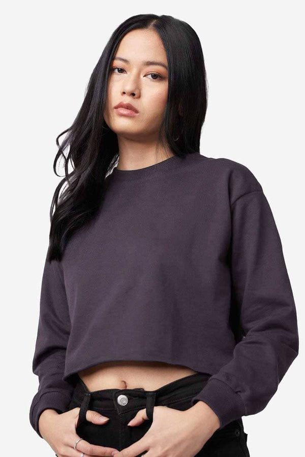 elo JC Women's Crop Top Fleece Sweat Shirt Plum