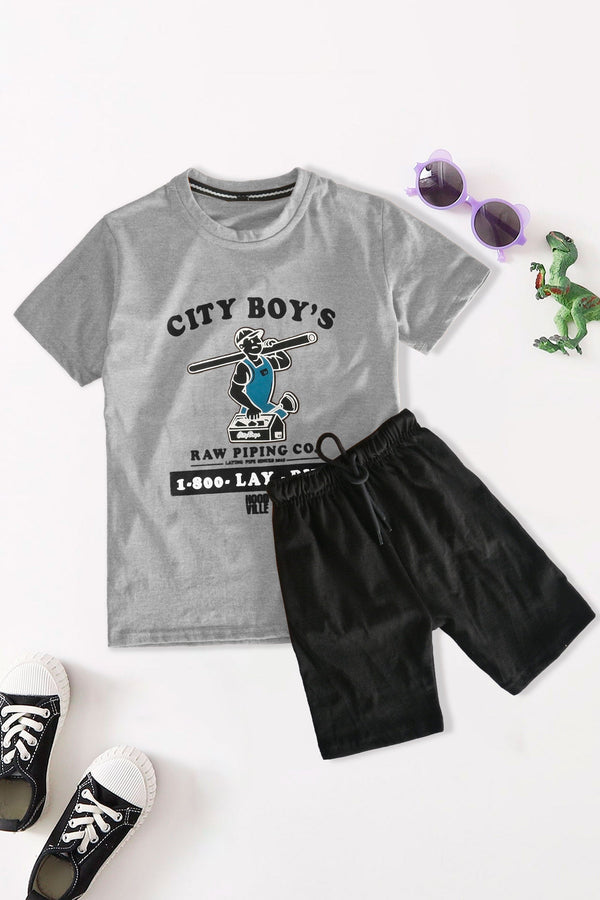 Elo Kid's City Boy's Printed Tee Shirt & Shorts Set