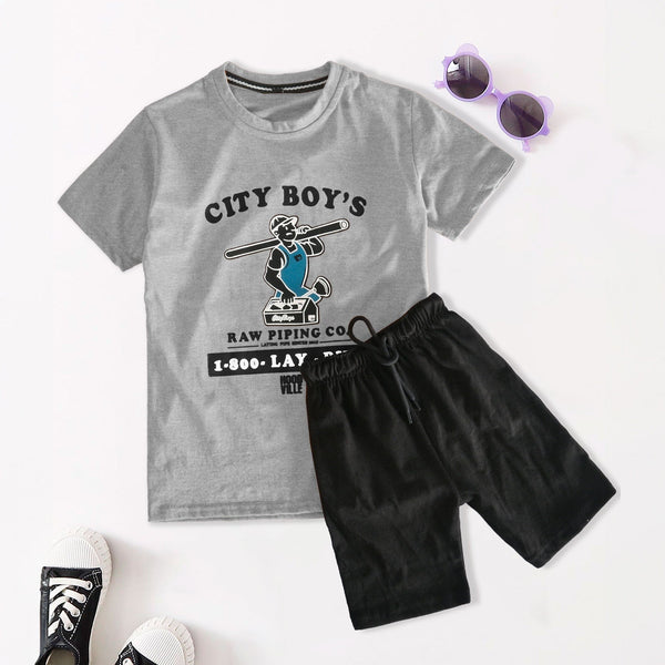elo Kid's City Boy's Printed Tee Shirt & Shorts Set