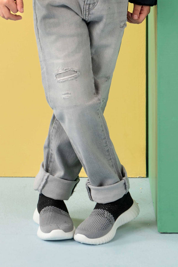 elo Kid's Contrast Slip-On Sneakers Black & Grey