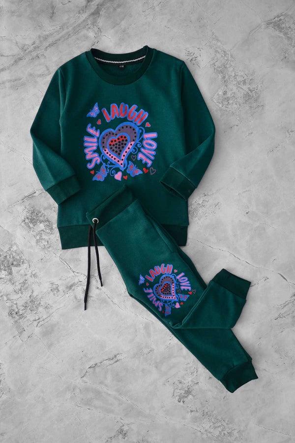 Elo Kid's Laugh Love Printed Terry Twin Set Zink