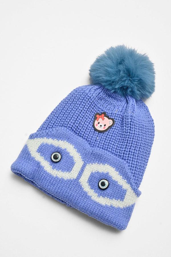 Elo Kid's Pom Pom Fur Beanie Cap Cream