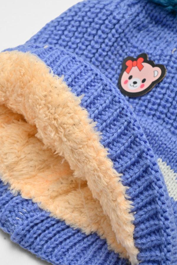 Elo Kid's Pom Pom Fur Beanie Cap Cream