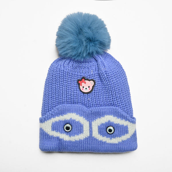 Elo Kid's Pom Pom Fur Beanie Cap Cream