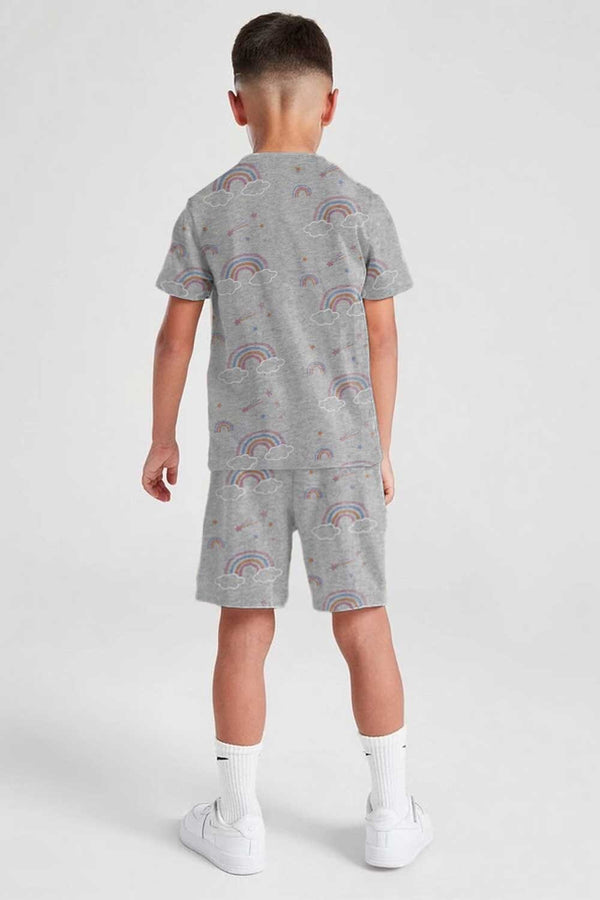 Elo Kid's Rainbow Twin Set - Tee With Shorts Grey