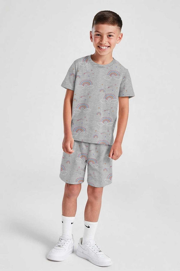 elo Kid's Rainbow Twin Set - Tee With Shorts Grey