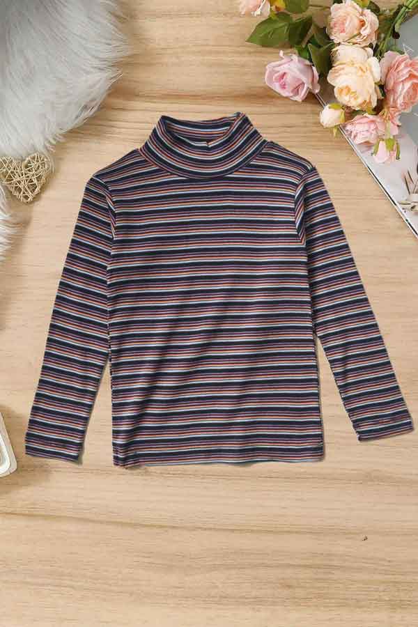 elo Kid's Striped Mock Neck Tee Shirt