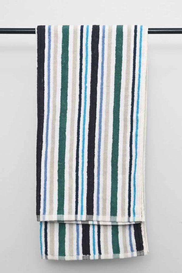 Elo Laredo Stripes Style Bath Towel Green & White