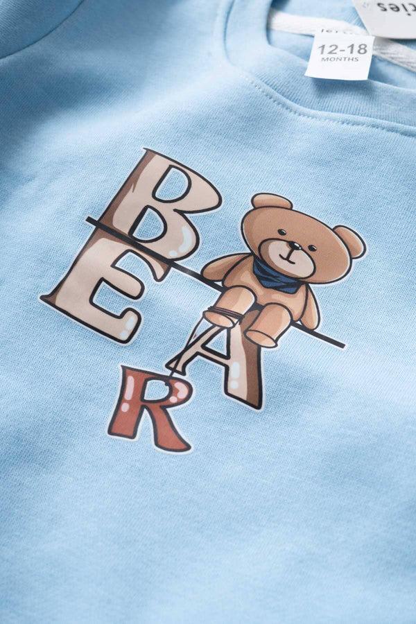 Elo LFT Kid's Bear Printed Fleece Sweat Shirt Sky