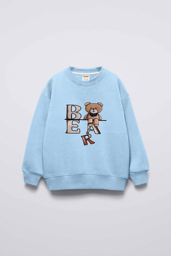 elo LFT Kid's Bear Printed Fleece Sweat Shirt Sky