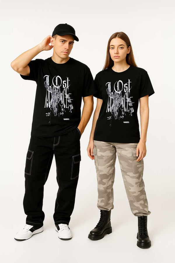 Elo LR Unisex Printed Crew Neck Tee Shirt Black