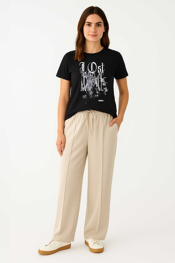 Elo LR Unisex Printed Crew Neck Tee Shirt Black