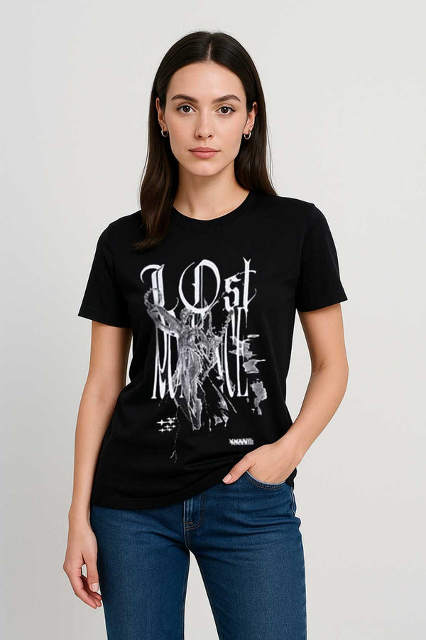 Elo LR Unisex Printed Crew Neck Tee Shirt Black