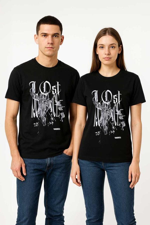 elo LR Unisex Printed Crew Neck Tee Shirt Black