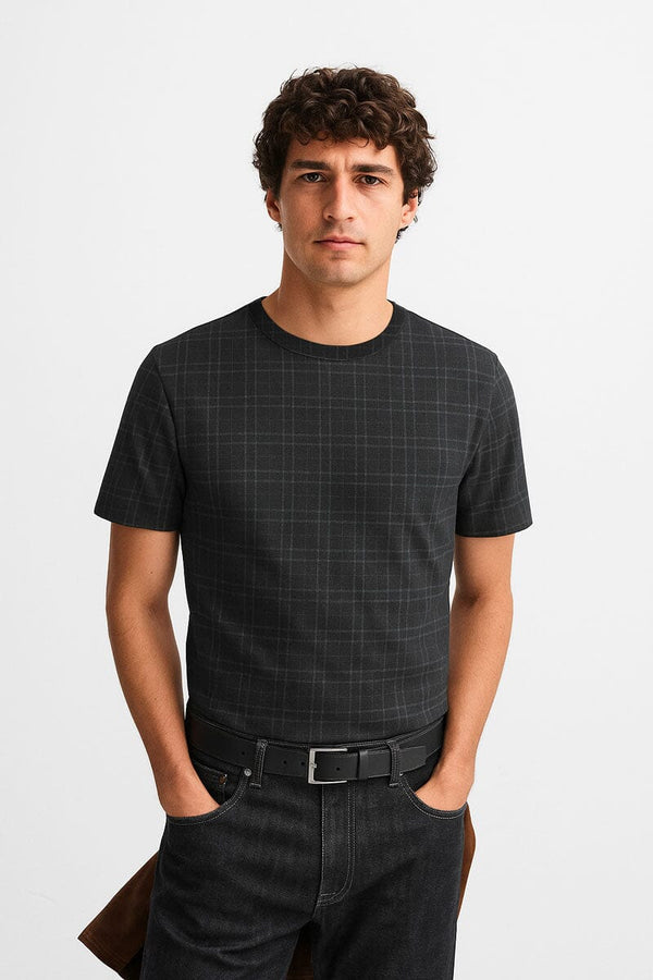 elo Max 21 Men's Activewear Plaid Tee Shirt Black