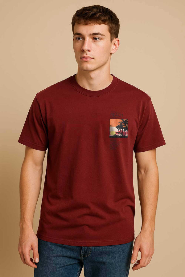 elo Max 21 Men's Beach Tee Shirt Maroon