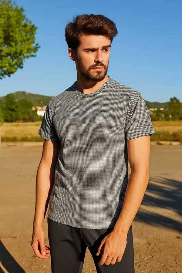 Elo Max 21 Men's Houndstooth Tee Shirt Black & White