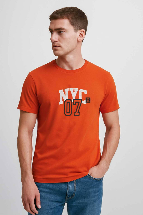 elo Max 21 Men's NYC Crew Neck Tee Shirt Orange