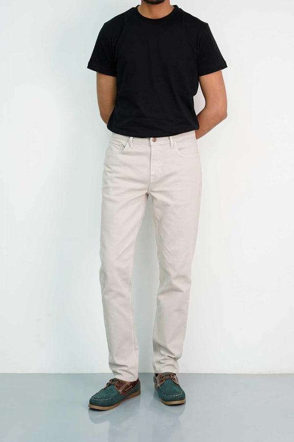 elo Men's Basic Regular Fit Denim Off White