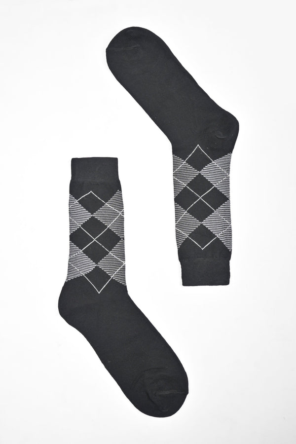 Elo Men's Box Pattern Design Regular Dress Socks