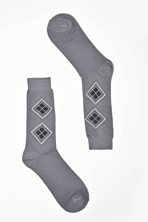 Elo Men's Box Pattern Design Regular Dress Socks