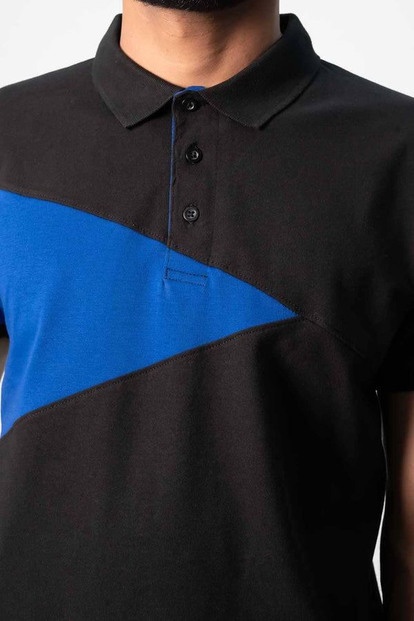 Elo Men's Classic Contrast Polo Shirt Black & Royal