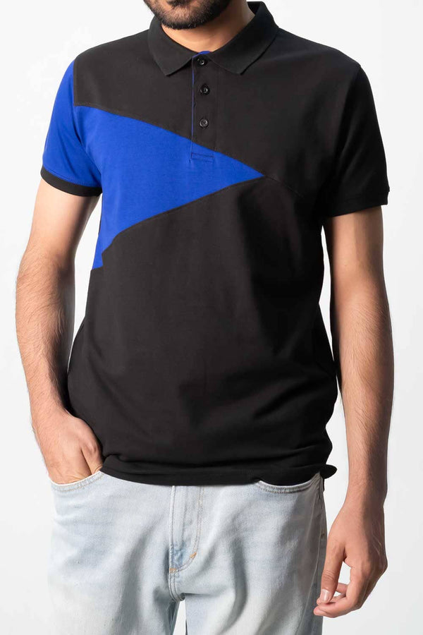 Elo Men's Classic Contrast Polo Shirt Black & Royal