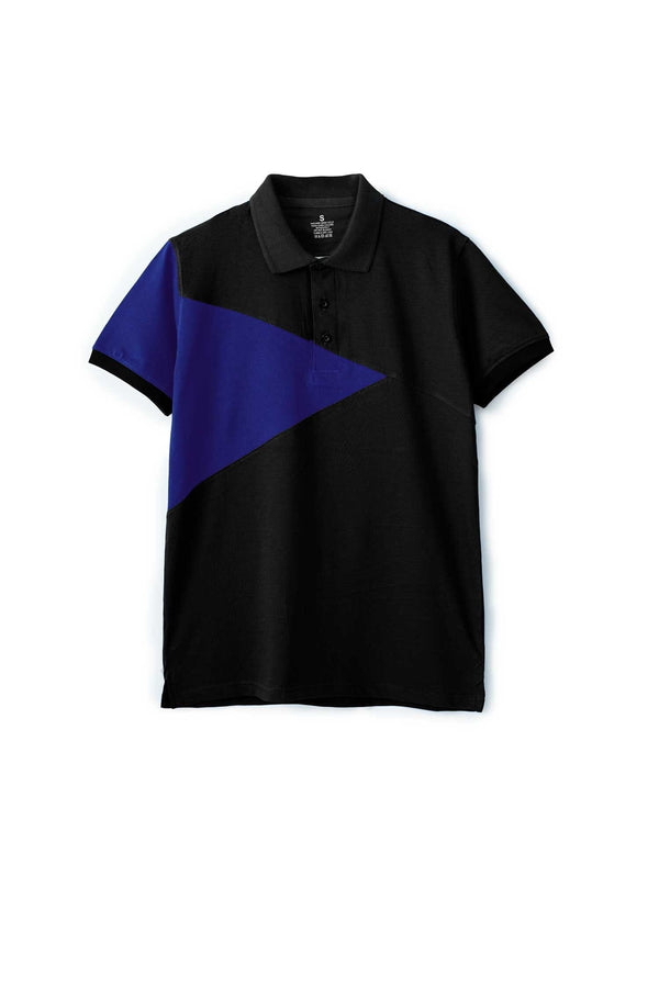 Elo Men's Classic Contrast Polo Shirt Black & Royal