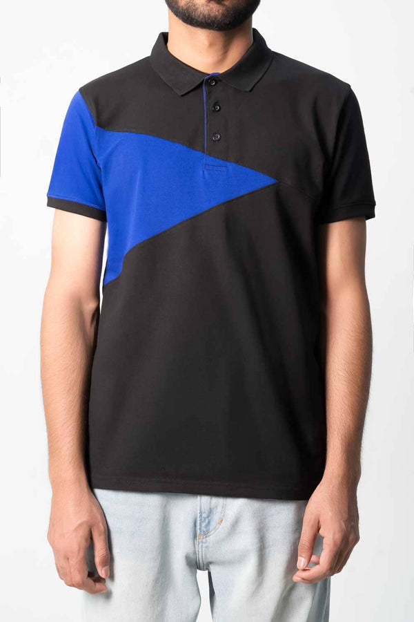 elo Men's Classic Contrast Polo Shirt Black & Royal