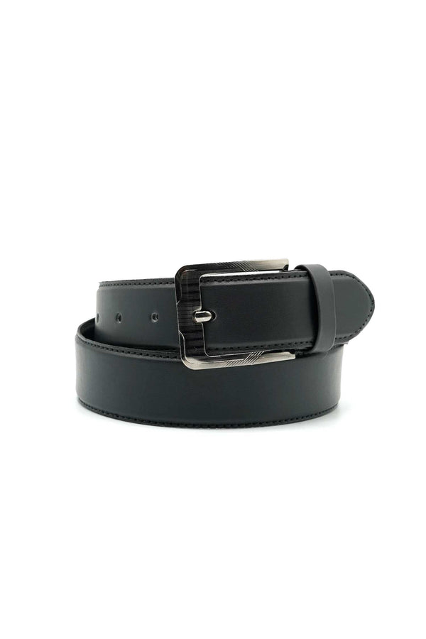elo Men's Classic PU Leather Belt Black