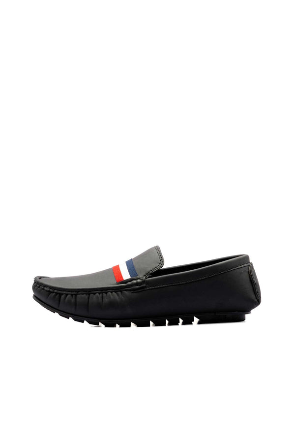 Elo Men's Comfortable Striped Detail Loafers Black