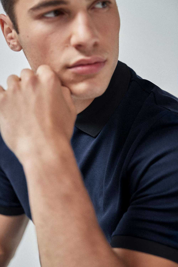 Elo Men's Contrast Collar Polo Shirt Royal