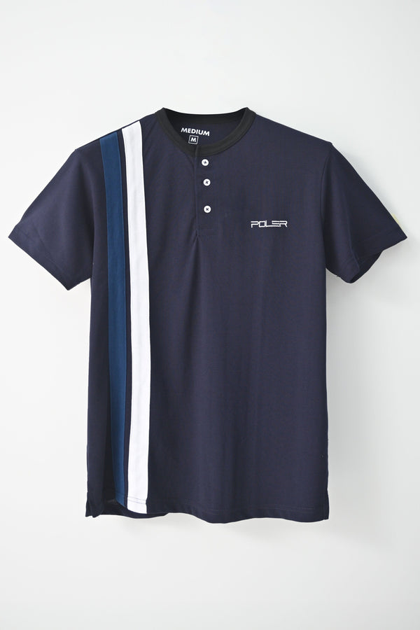 Elo Men's Contrast Side Panel Tee Shirt Navy
