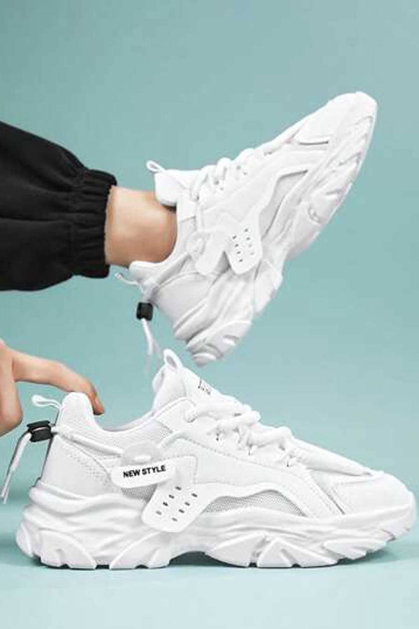 elo Men's Cord Lock Chunky Sneakers White