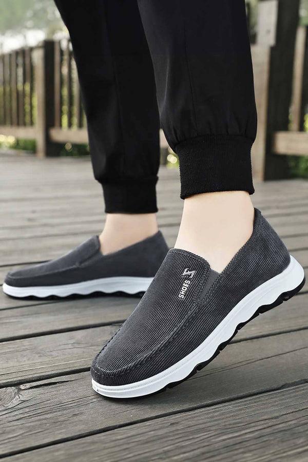 Elo Men's Corduroy Slip-On Shoes Black