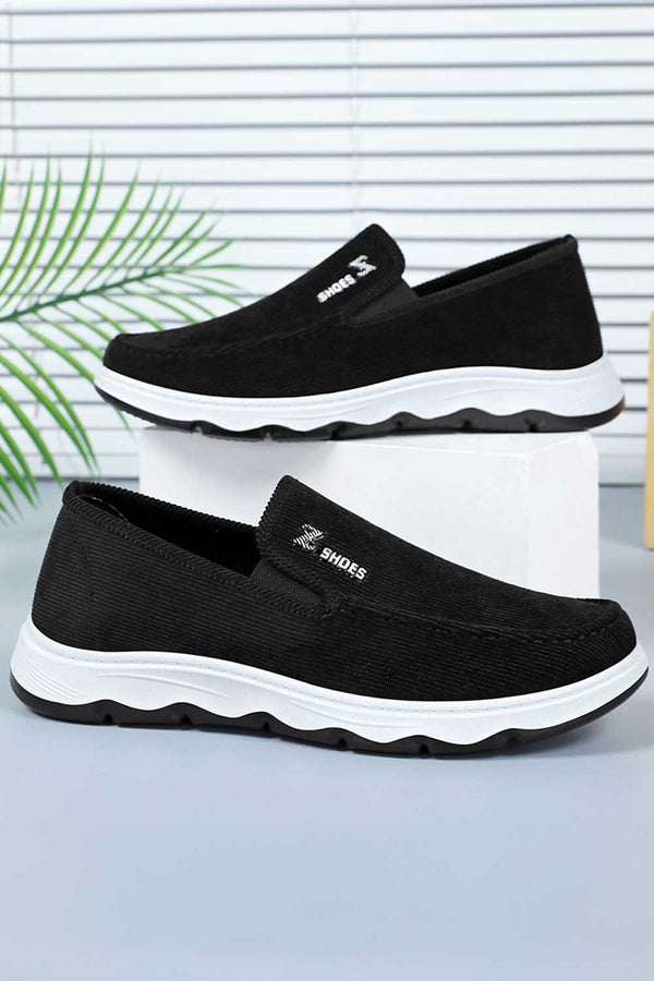 elo Men's Corduroy Slip-On Shoes Black