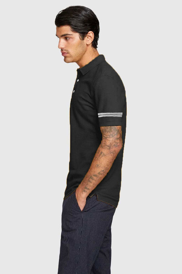 Elo Men's Double Striped Design Polo Shirt Yellow