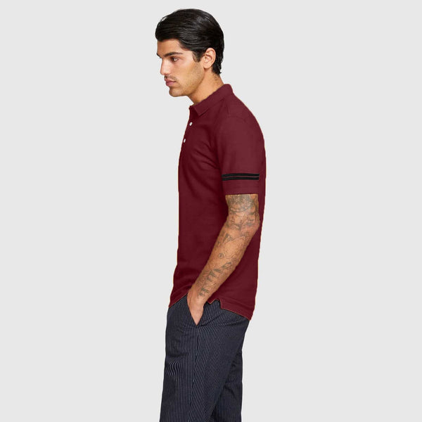 Elo Men's Double Striped Design Polo Shirt Yellow