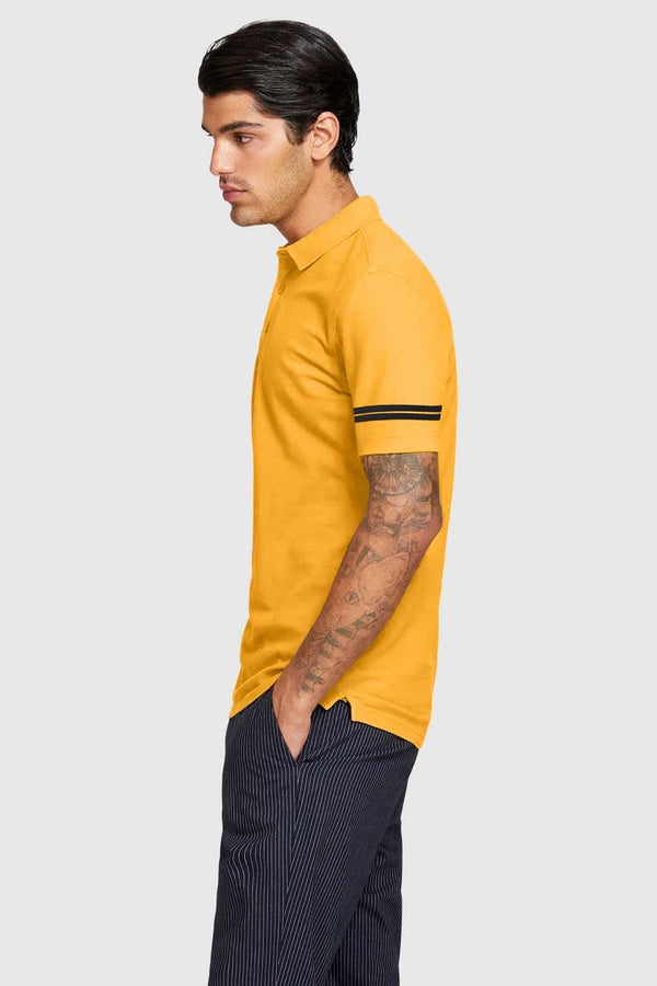 Elo Men's Double Striped Design Polo Shirt Yellow
